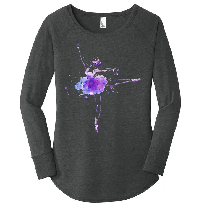 Watercolor Ballerina Women's Perfect Tri Tunic Long Sleeve Shirt