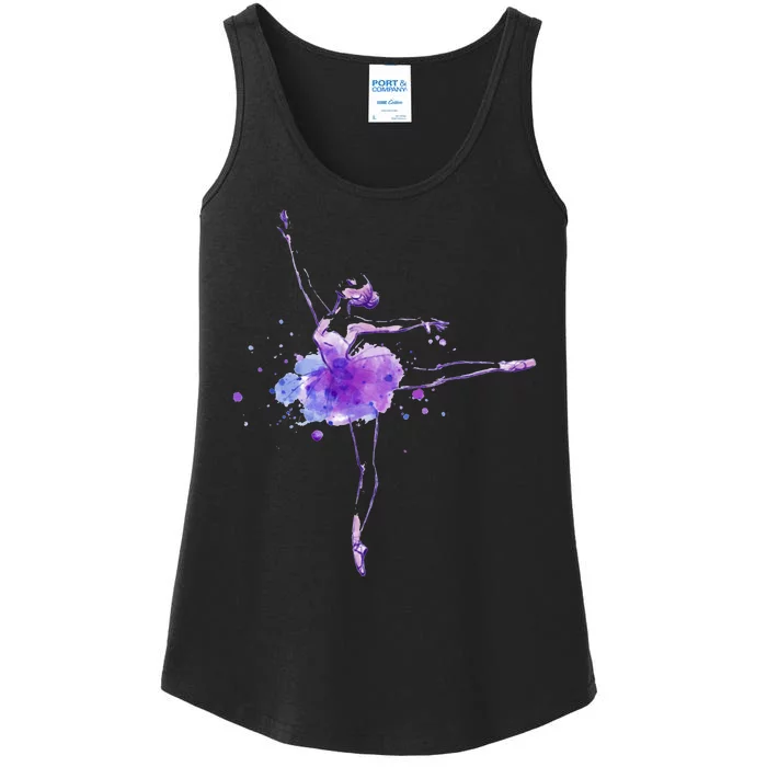 Watercolor Ballerina Ladies Essential Tank