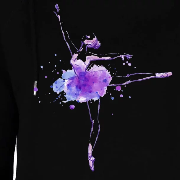 Watercolor Ballerina Womens Funnel Neck Pullover Hood