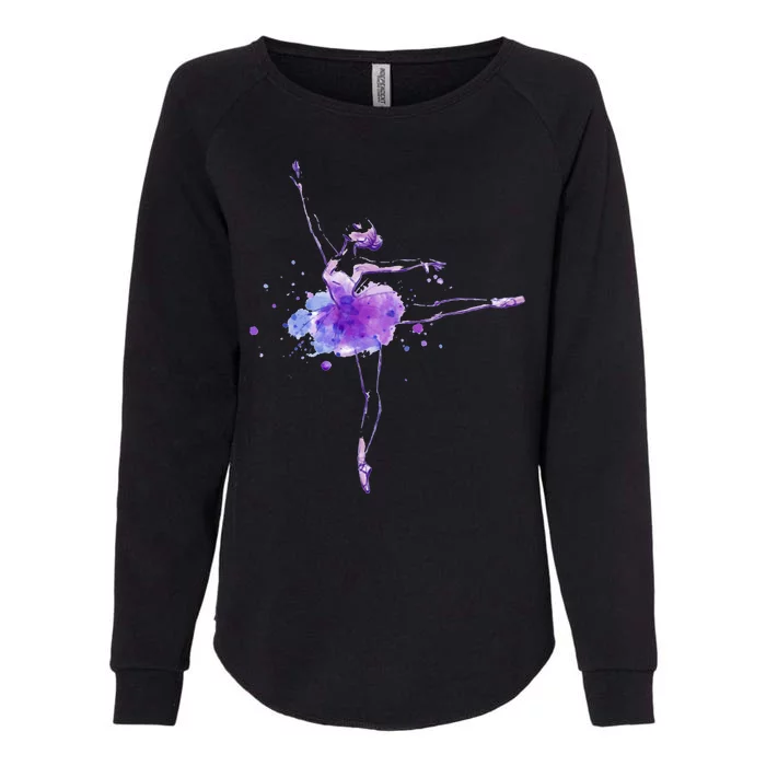 Watercolor Ballerina Womens California Wash Sweatshirt