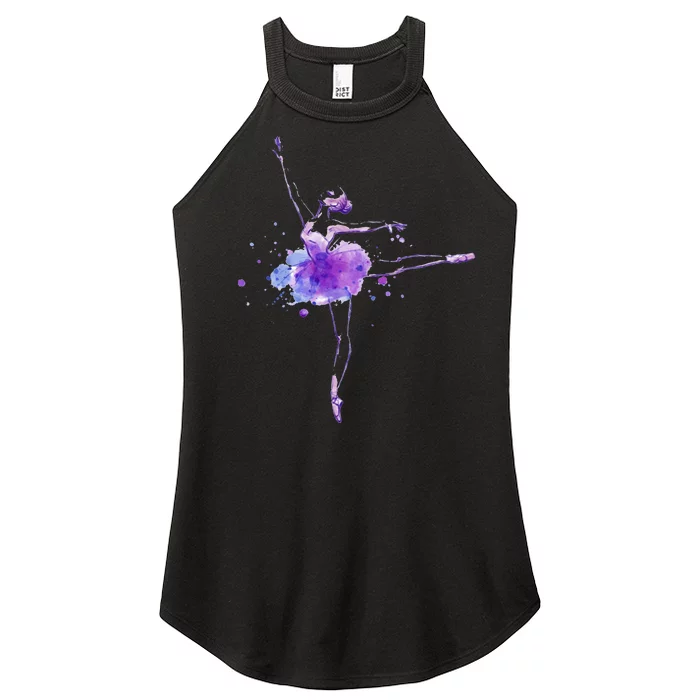 Watercolor Ballerina Women’s Perfect Tri Rocker Tank