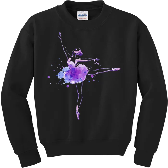 Watercolor Ballerina Kids Sweatshirt