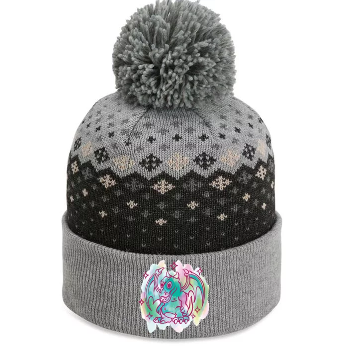 Watercolor Dragon The Baniff Cuffed Pom Beanie