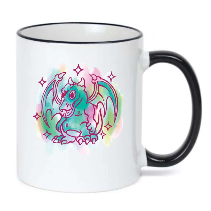 Watercolor Dragon Black Color Changing Mug