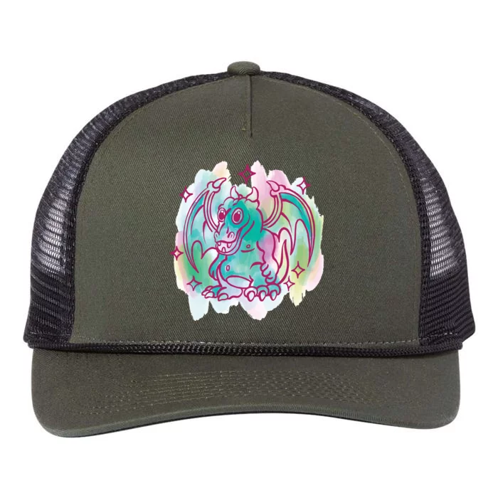 Watercolor Dragon Retro Rope Trucker Hat Cap