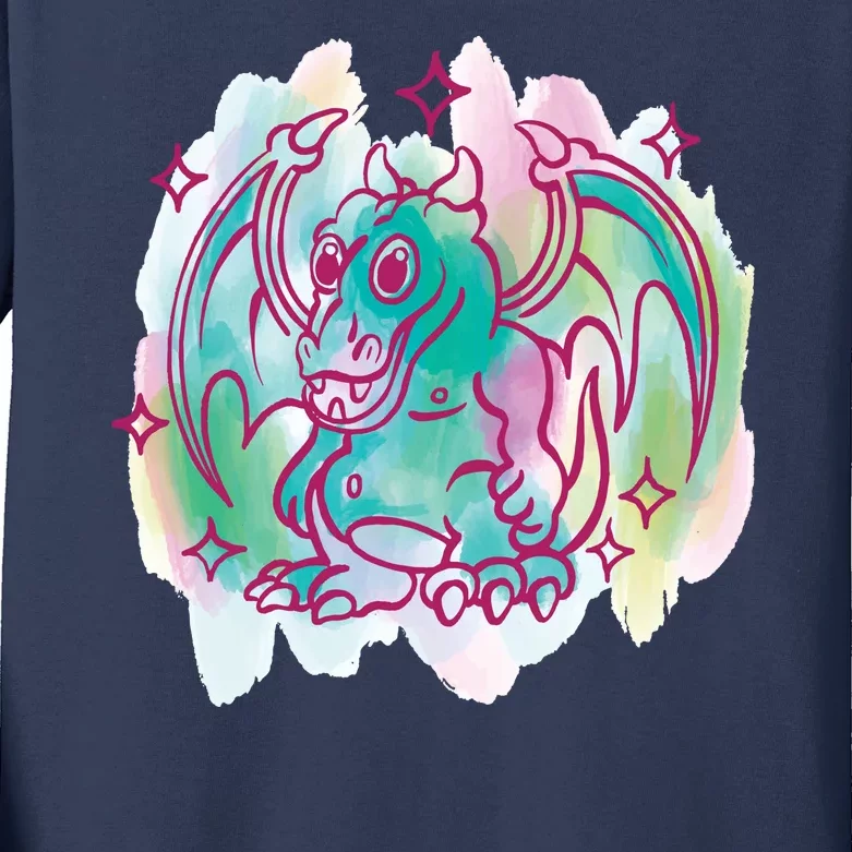 Watercolor Dragon Kids Long Sleeve Shirt