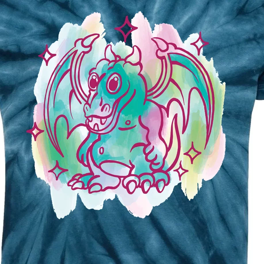 Watercolor Dragon Kids Tie-Dye T-Shirt