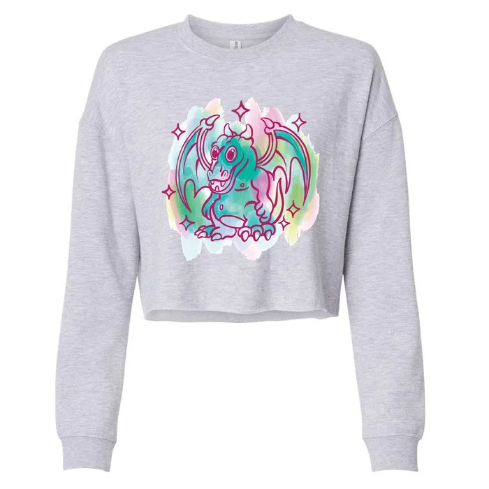 Watercolor Dragon Cropped Pullover Crew