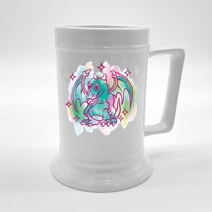 Watercolor Dragon Front & Back Beer Stein