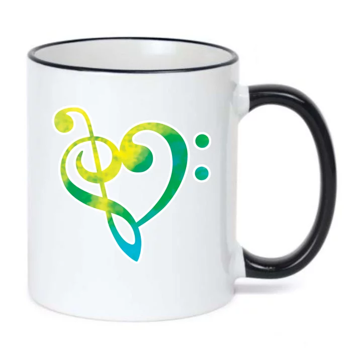 Watercolor Heart Bass Clef Black Color Changing Mug