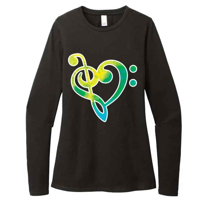 Watercolor Heart Bass Clef Womens CVC Long Sleeve Shirt