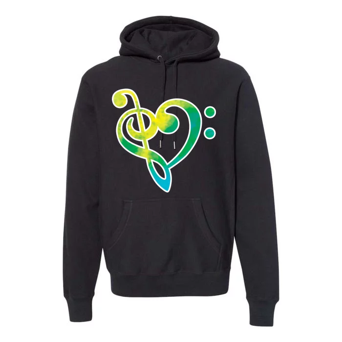 Watercolor Heart Bass Clef Premium Hoodie