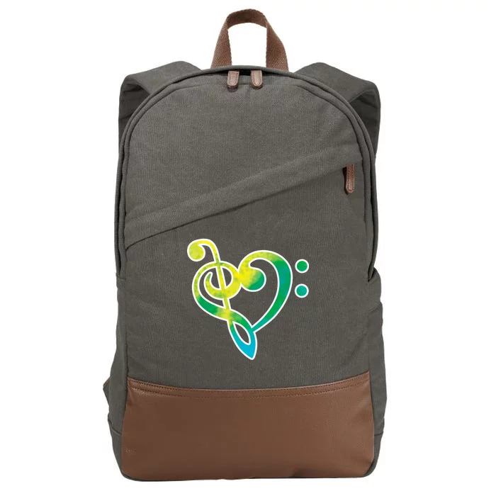 Watercolor Heart Bass Clef Cotton Canvas Backpack