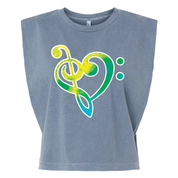 Watercolor Heart Bass Clef Garment-Dyed Women's Muscle Tee