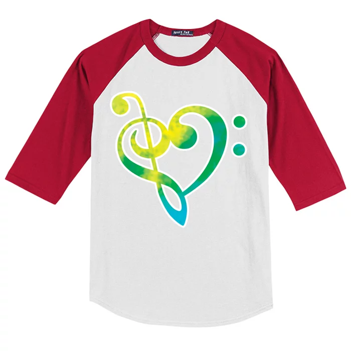 Watercolor Heart Bass Clef Kids Colorblock Raglan Jersey