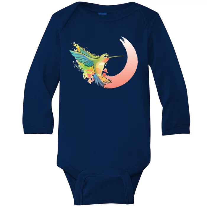 Watercolor Hummingbird Baby Long Sleeve Bodysuit