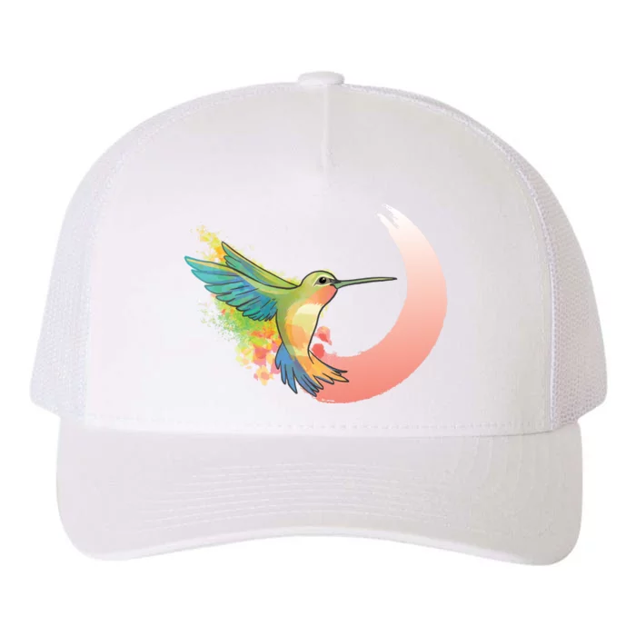 Watercolor Hummingbird Yupoong Adult 5-Panel Trucker Hat