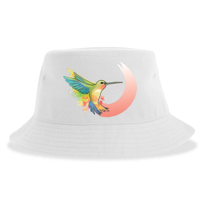 Watercolor Hummingbird Sustainable Bucket Hat