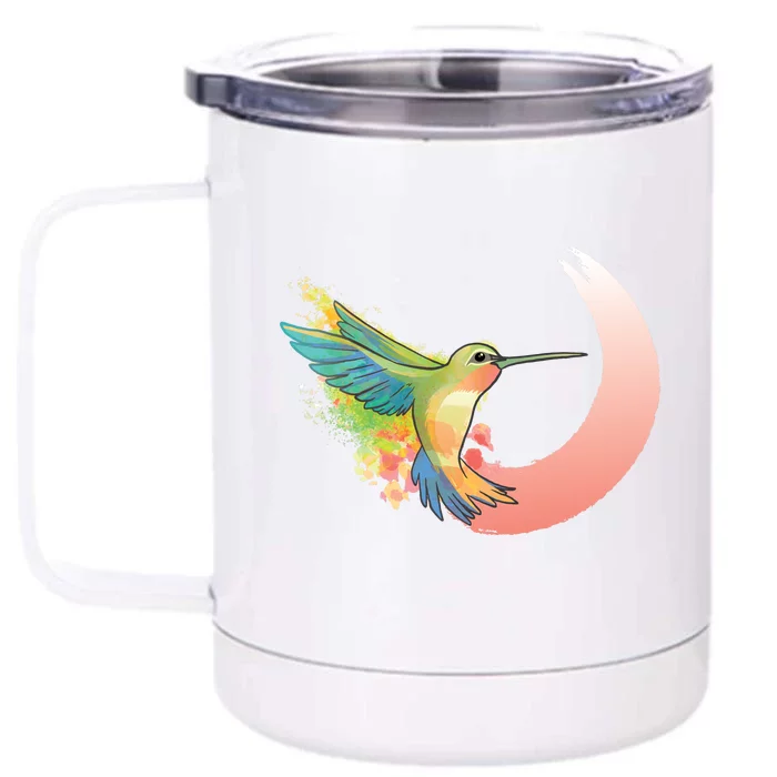 Watercolor Hummingbird Front & Back 12oz Stainless Steel Tumbler Cup