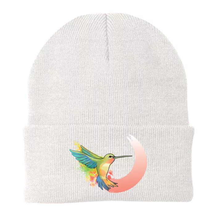 Watercolor Hummingbird Knit Cap Winter Beanie