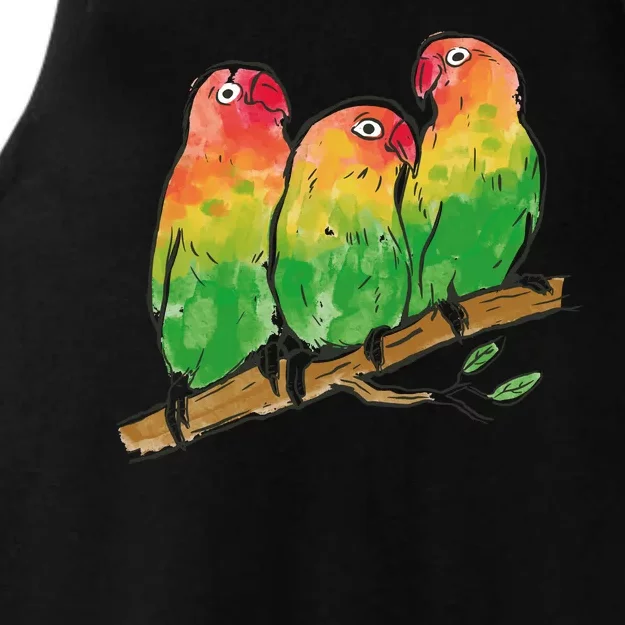 Watercolor Parrots Ladies Tri-Blend Wicking Tank