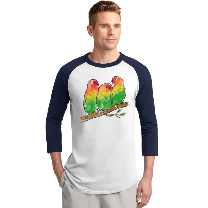 Watercolor Parrots Baseball Sleeve Shirt