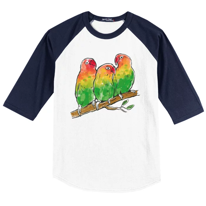 Watercolor Parrots Baseball Sleeve Shirt