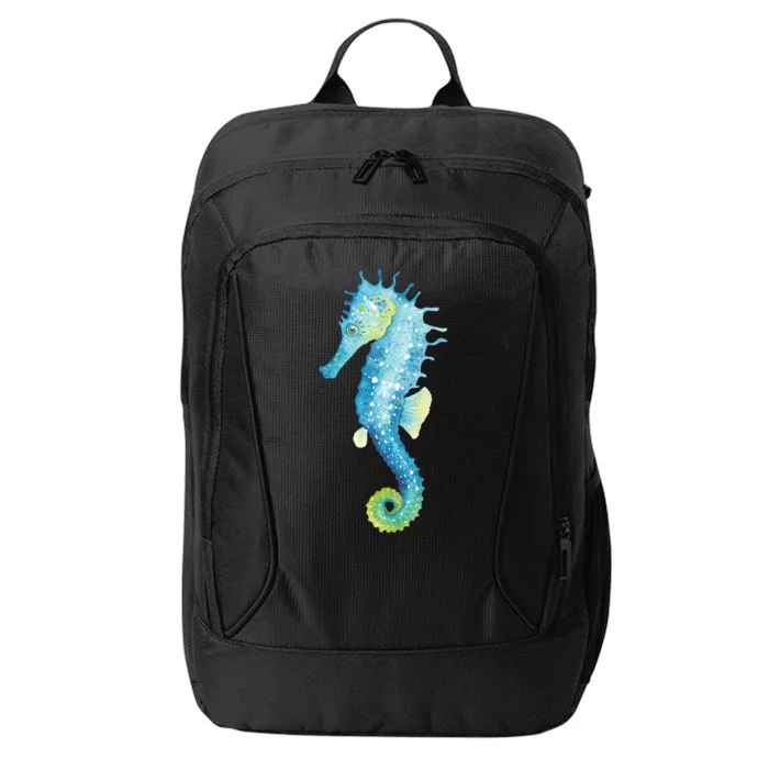 Watercolor Seahorse City Backpack