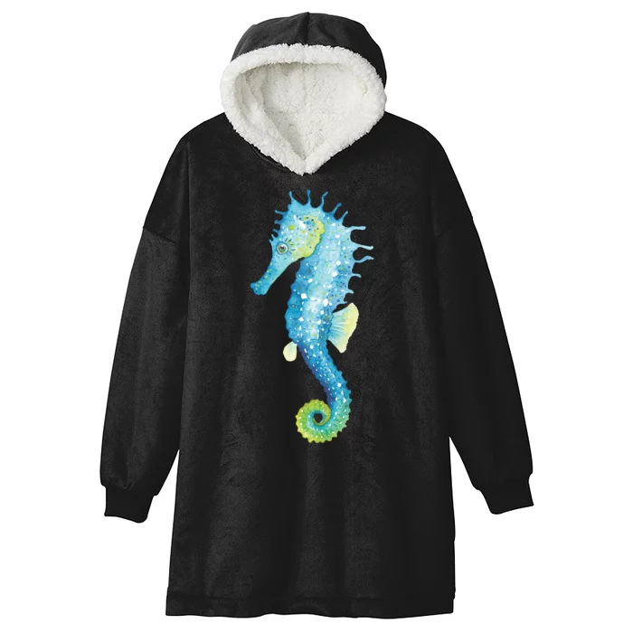 Watercolor Seahorse Hooded Wearable Blanket