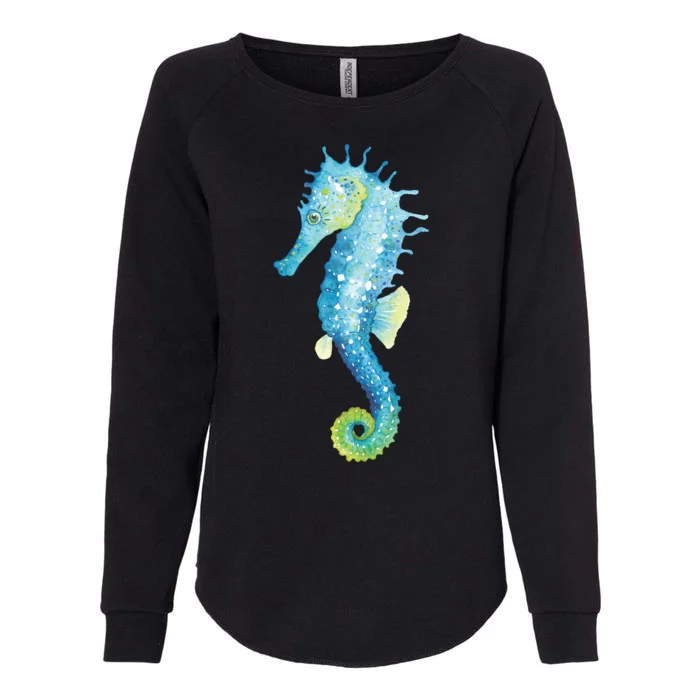 Watercolor Seahorse Womens California Wash Sweatshirt