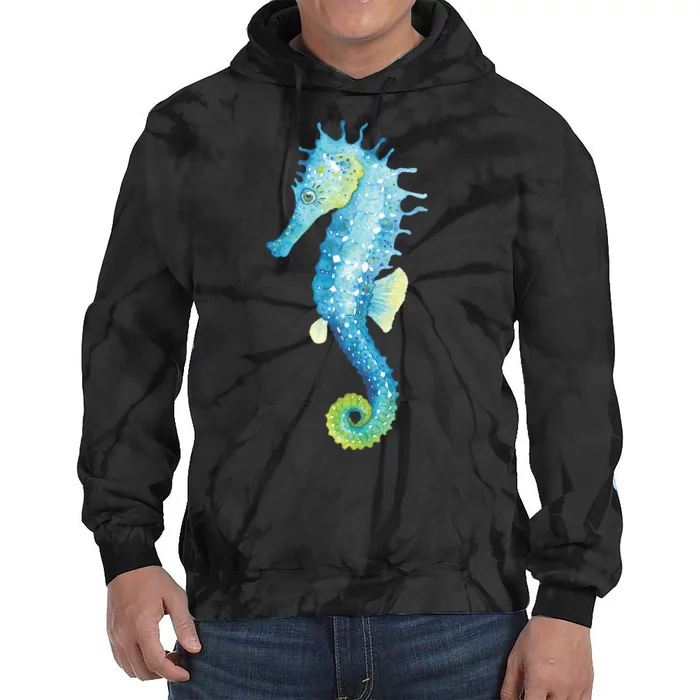 Watercolor Seahorse Tie Dye Hoodie