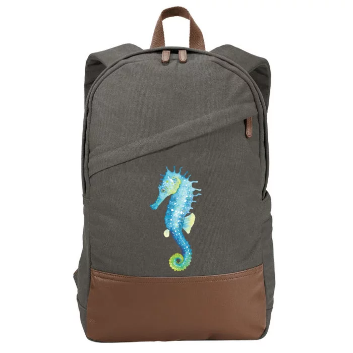 Watercolor Seahorse Cotton Canvas Backpack