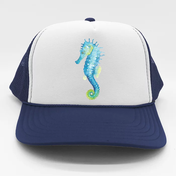 Watercolor Seahorse Trucker Hat