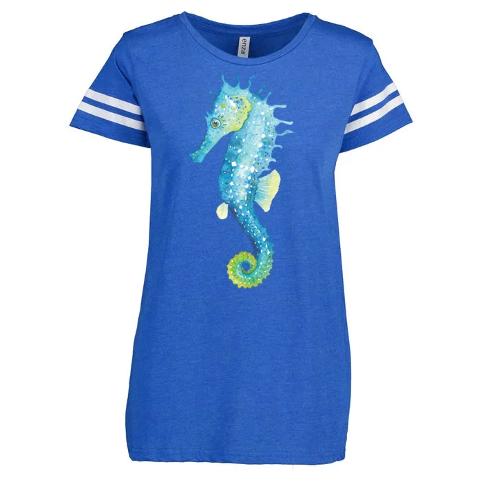 Watercolor Seahorse Enza Ladies Jersey Football T-Shirt