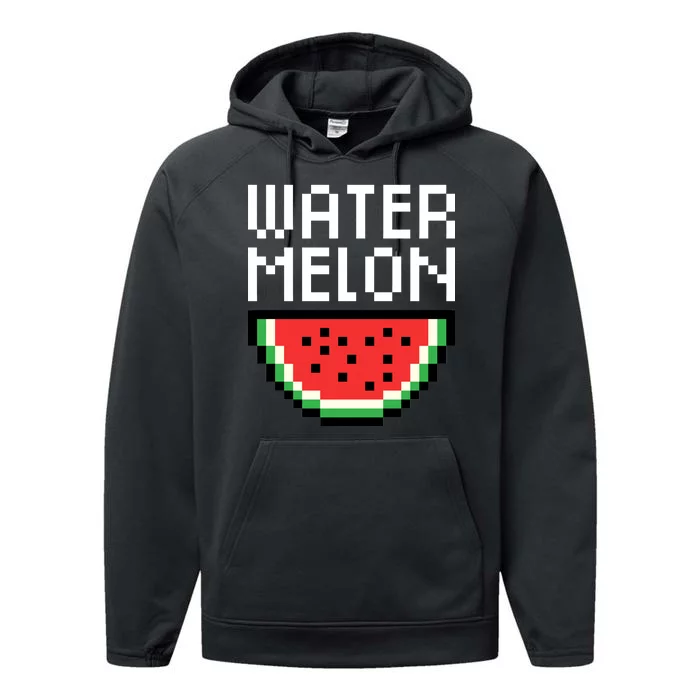 Watermelon Pixelated Retro Performance Fleece Hoodie