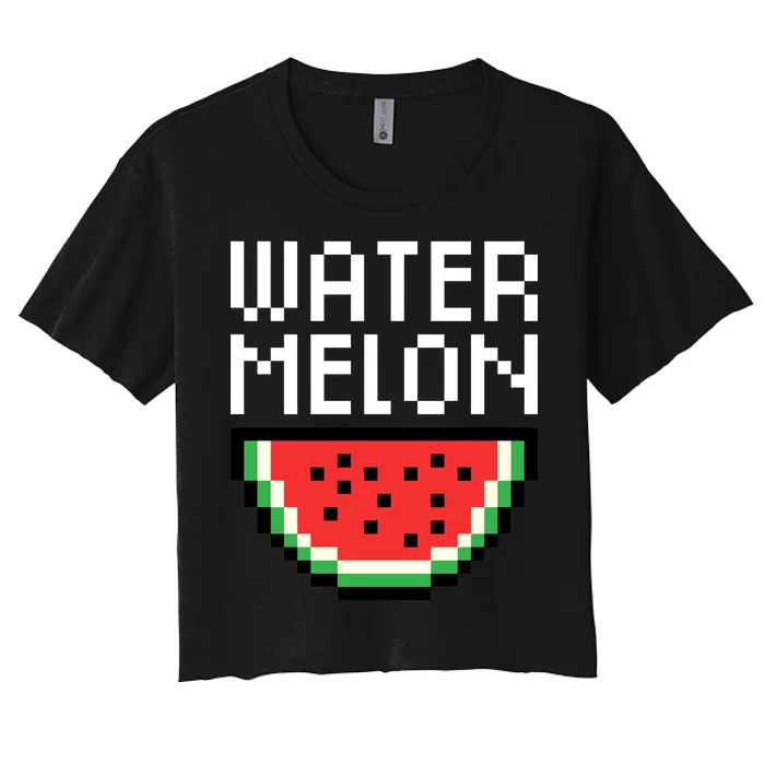 Watermelon Pixelated Retro Women's Crop Top Tee