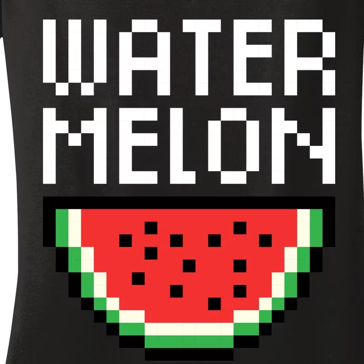 Watermelon Pixelated Retro Women's V-Neck T-Shirt