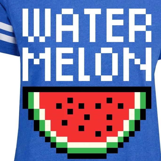 Watermelon Pixelated Retro Enza Ladies Jersey Football T-Shirt