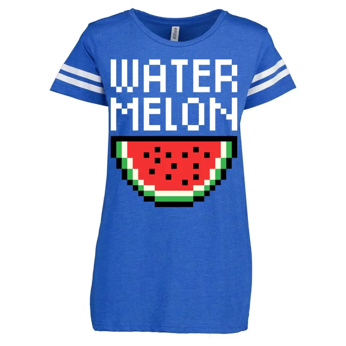 Watermelon Pixelated Retro Enza Ladies Jersey Football T-Shirt