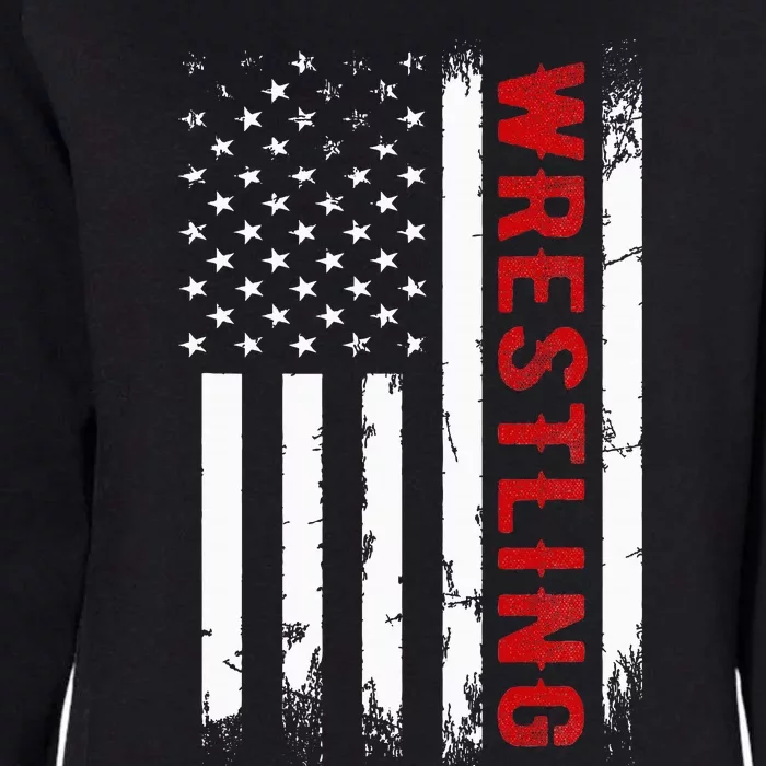 Wrestling American Usa Flag Womens California Wash Sweatshirt