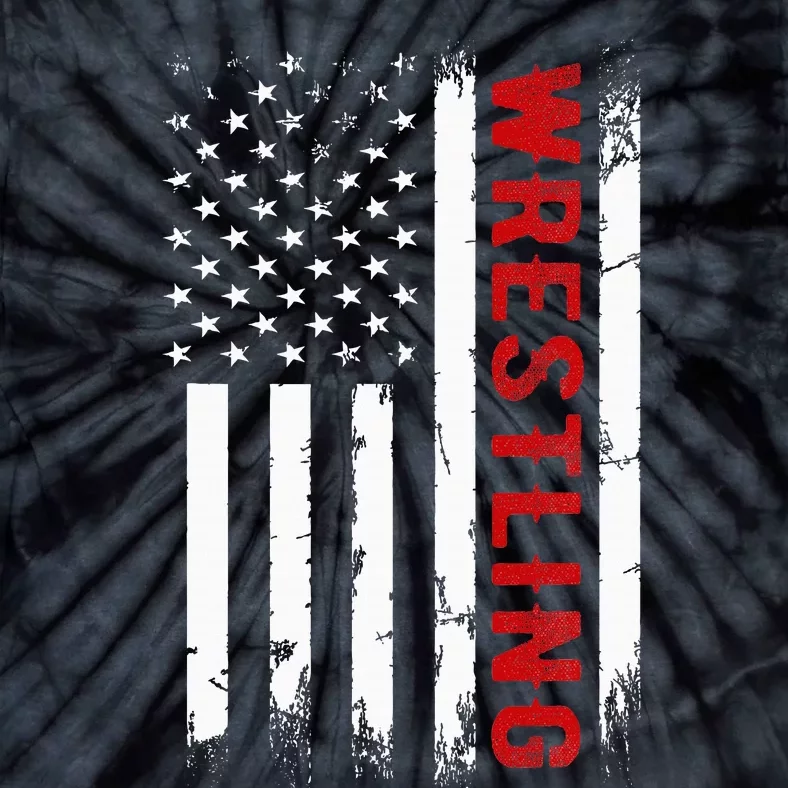 Wrestling American Usa Flag Tie-Dye T-Shirt