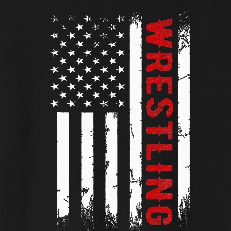 Wrestling American Usa Flag Women's Crop Top Tee