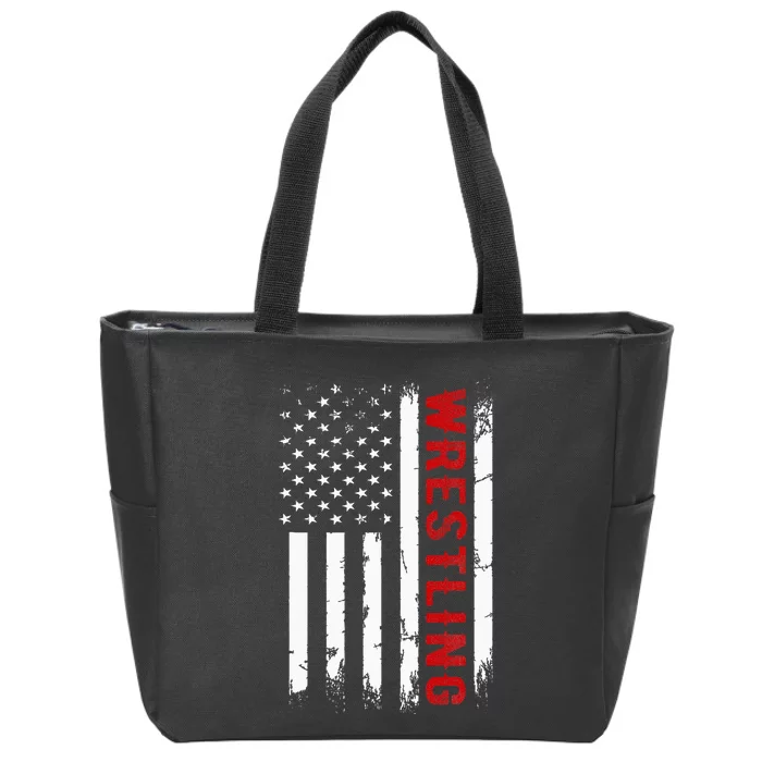 Wrestling American Usa Flag Zip Tote Bag