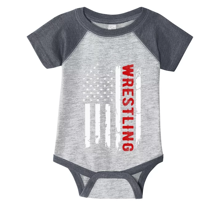 Wrestling American Usa Flag Infant Baby Jersey Bodysuit