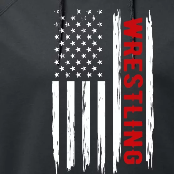 Wrestling American USA Flag Funny Wrestle Boy Wrestling Performance Fleece Hoodie