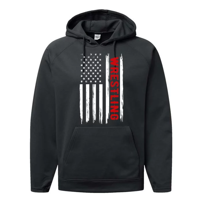 Wrestling American USA Flag Funny Wrestle Boy Wrestling Performance Fleece Hoodie