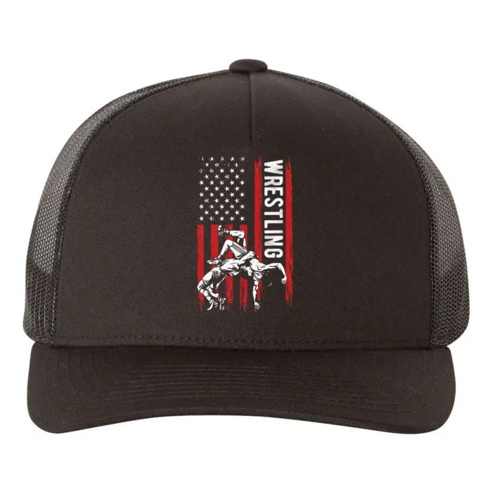 Wrestling American Usa Flag Funny Wrestle Wrestling Yupoong Adult 5-Panel Trucker Hat