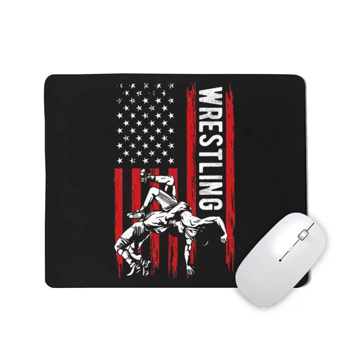 Wrestling American Usa Flag Funny Wrestle Wrestling Mousepad