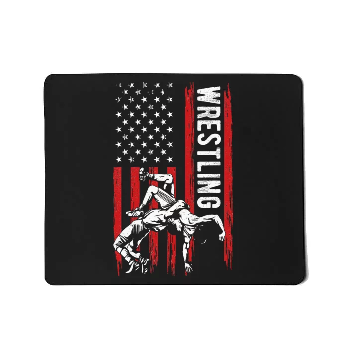 Wrestling American Usa Flag Funny Wrestle Wrestling Mousepad