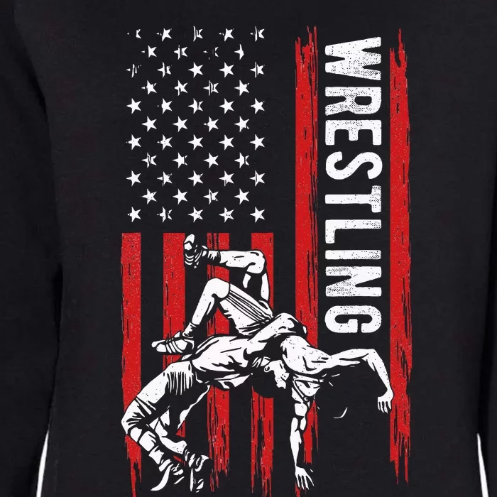 Wrestling American Usa Flag Funny Wrestle Wrestling Womens California Wash Sweatshirt